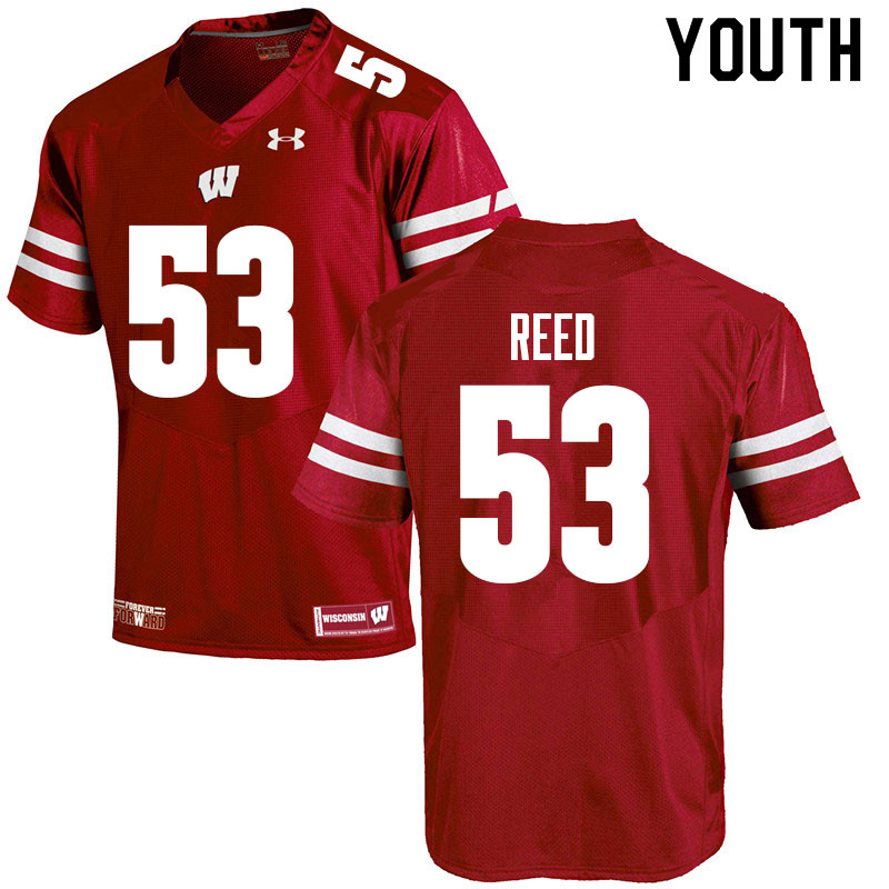 Youth #53 Malik Reed Wisconsin Badgers College Football Jerseys Sale-Red